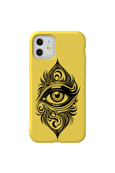 Other Apple iPhone 11 Eye patterned drawing Yellow Colored Silicone TPU Θήκη