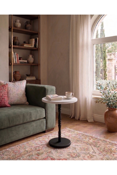 DUDECOR Yan Sehpa Modern Sehpa Tekli Sehpa Siyah Sehpa Ahşap Ayaklı Sehpa Ofi...