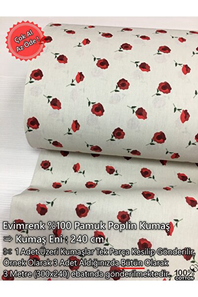 Renk Tekstil %100 Pamuk Poplin Geniş En (240 cm) Kumaş - Elbise - Nevresim - ...