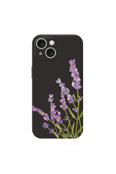 Other Apple iPhone 15 Plus Flowers 8 Black Colored Silicone TPU Θήκη