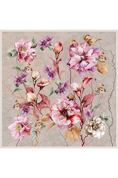 Levidor Beige Hyacinth Flower Patterned Sura Scarf