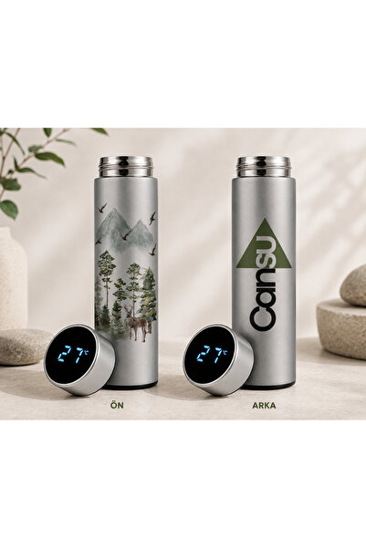 veracraft İsme Özel Dijital Göstergeli Termos 450 ml Çelik Akıllı Derece Göst...