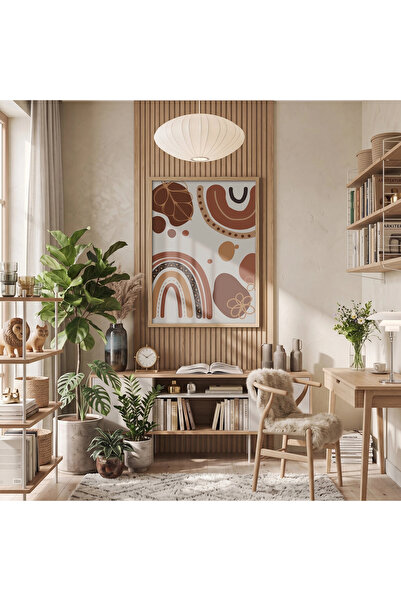 KOLAJTASARIM Bohemian Earth Rainbow Tablou cu ramă din lemn natural Artă Inte...
