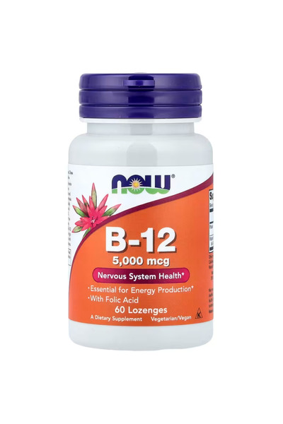 Genel Markalar Vitamin B-12 5,000 mcg, with Folic Acid, Nervous System Health...