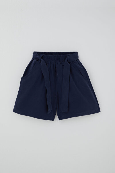 Breeze Girl's Shorts with Belt, Elastic Waist and Pockets, Ages 9-14, Navy Blue
