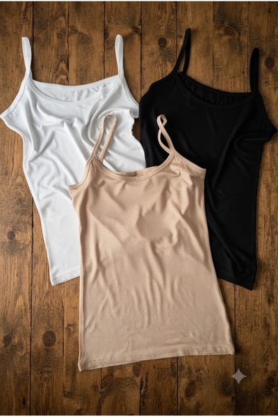 Demirsa Boutique Bamboo Fabric Women's Athlete Thin Strap Top, Black and Whit...