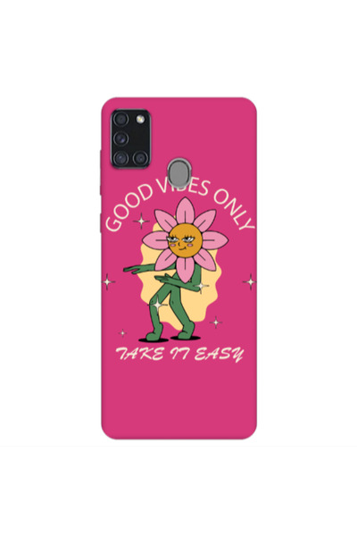 Other Samsung A21S Good Vibes Only Fuchsia Colored Silicone TPU Θήκη