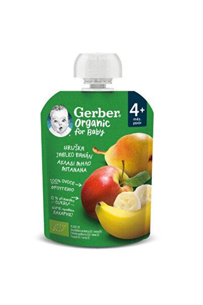 GERBER | Organic For Baby 4m+ | Βρεφικός Φρουτοπουρές Με Αχλάδι, Μήλο &amp; Μ...