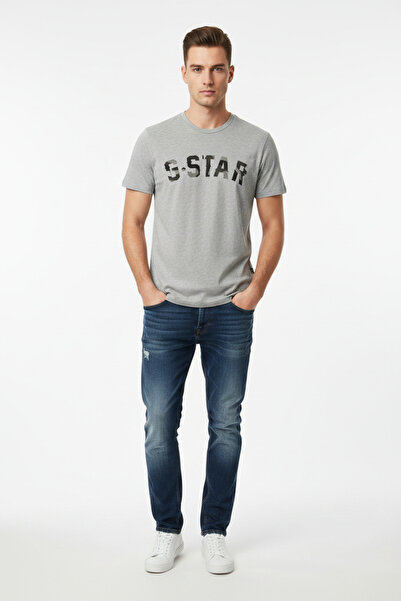 G-STAR RAW تي شيرت بشعار الكلية - رمادي مارل مقاس XL