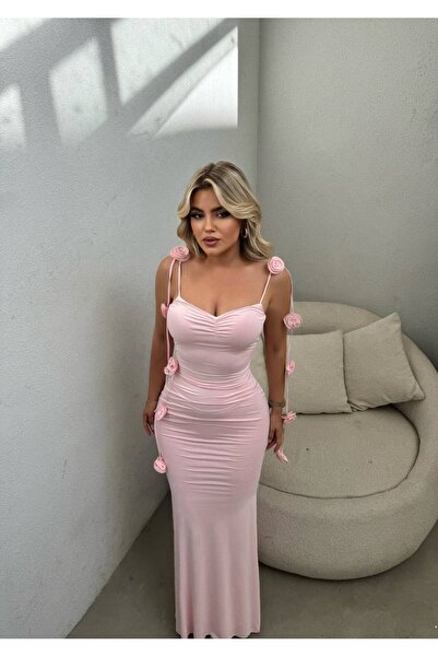 zoezoe Nidale Sarmaşık Gül Elbise 3649