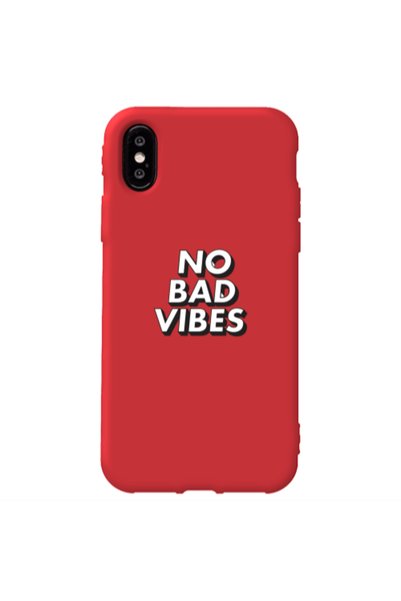 Other Apple iPhone Xs Max No bad vibes Red Colored Silicone TPU Θήκη