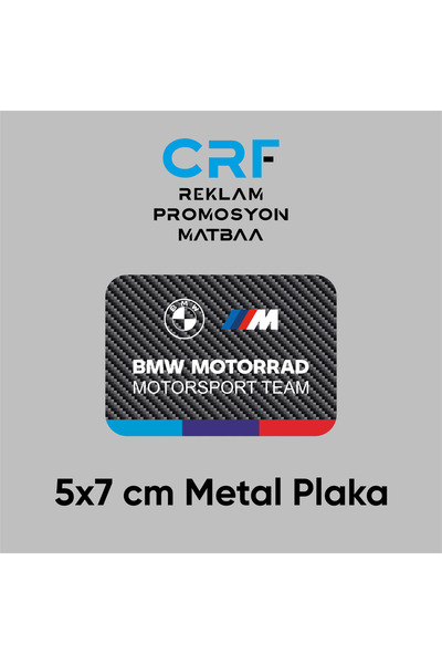 CRF BMW Motorrad Motorsports Logolu Metal Plaka Karbon Fiber Desenli 5x7 cm A...