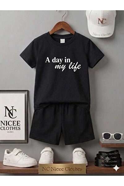 NC Nicee Clothes Summer Children's T-Shirt Shorts Unisex (a Day Life Printed)