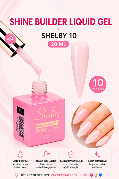 SHELBY Ten Rengi Liquid Builder Gel 20 ml TPO Free UV/LED Profesyonel Sıvı Bu...
