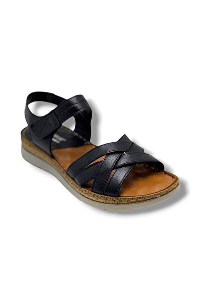 ELLANOR S-414-26 Genuine Leather Cross Strap Anatomical Women's Sandals