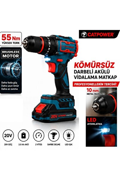 CATPOWER EL ALETLERİ Catpower 1050 Kömürsüz Darbeli Şarjlı Matkap Vidalama 20...
