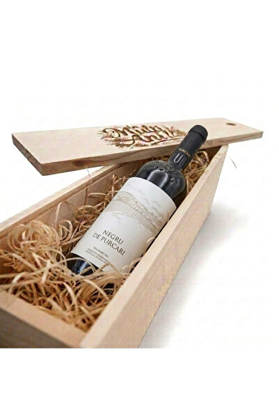 Purcari Pachet Cadou Vin Negru De in Cutie de Lemn Personalizata 13%, 0.75L