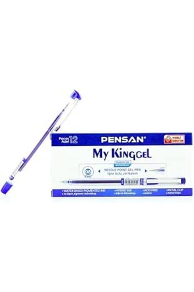 Pensan My King Jel Kalem, 0,5 mm, Mavi, Metal Klips, 12 Adet