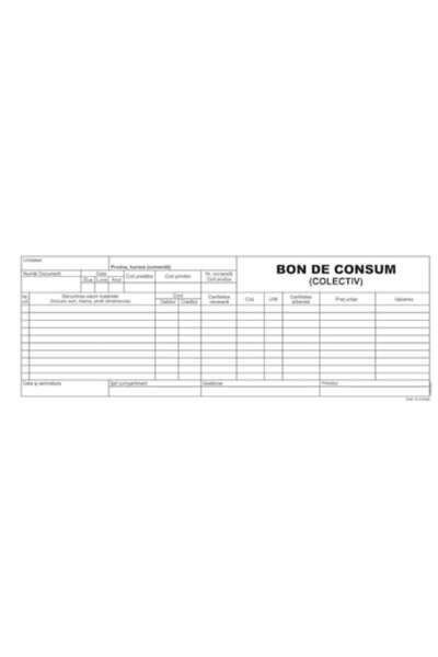 OEM Certificat de consum (colectiv), hârtie offset 60 gr, 1 exemplar, 100 coli