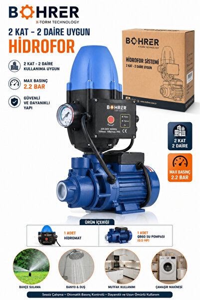 BÖHRER BA011421 2 KAT 2 DAİREYE KADAR UYGUN OTOMATİK AÇ KAPA HİDROFOR SU MOTORU
