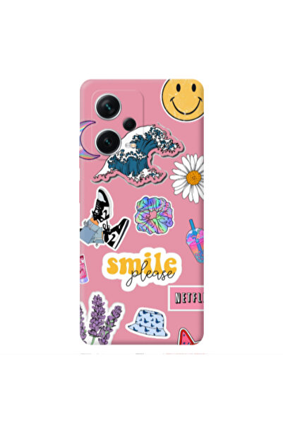 Other Xiaomi Poco X5 Smile Moon Pink Colored Silicone TPU Θήκη