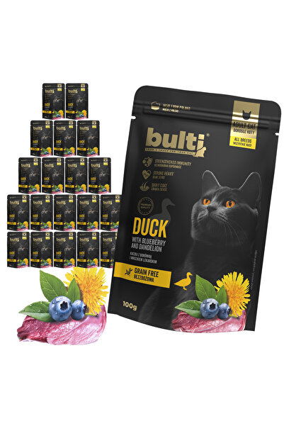 Bulti Hrană umedă pisici, Bulti, 20x100g, Rață, Afine și Păpădie, Pisici Adul...