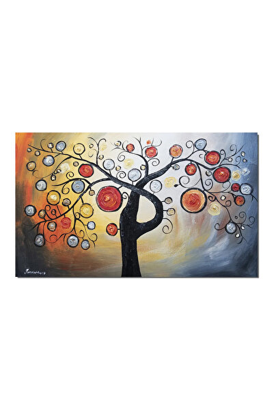 artnova Tablou moden pictat manual, Copacul vietii, voie buna, 100x60cm ulei ...