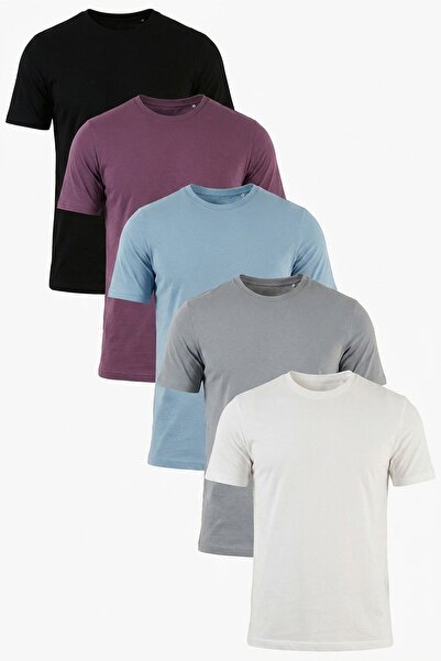 Buratti Pamuklu Regular Fit Bisiklet Yaka 5'li Paket T Shirt Erkek T SHİRT 59...