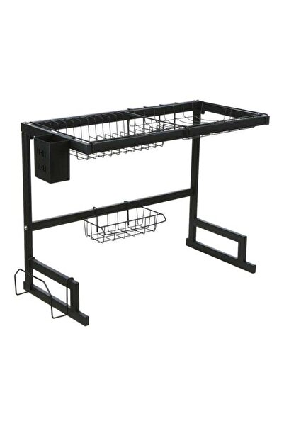 Generic Stainless Steel Over Sink Dish Drying Rack Black 67x10x35cm