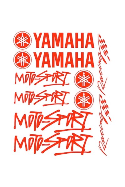 OEM Set of 12 Motorcycle Stickers, Yamaha MotorSport, Racing, Red