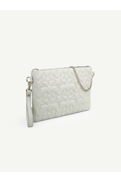 Rivina Women's Star Embroidered Portfolio Handbag with Wrist Strap and Satin ...