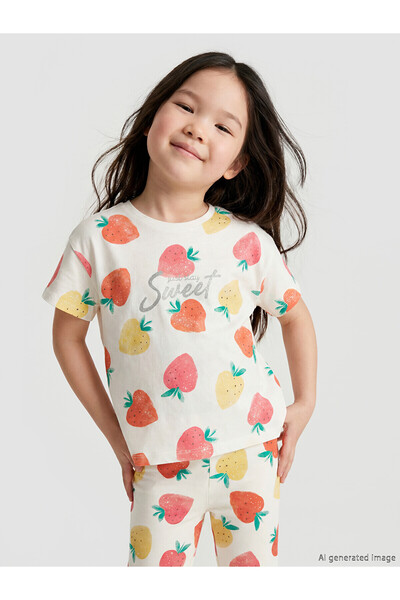 LC Waikiki Peak New Season Glitter Printed Girls' T-Shirt