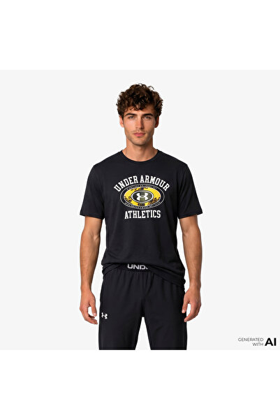 Under Armour تي شيرت أسود للرجال من 60/40S Armor Globe Ss