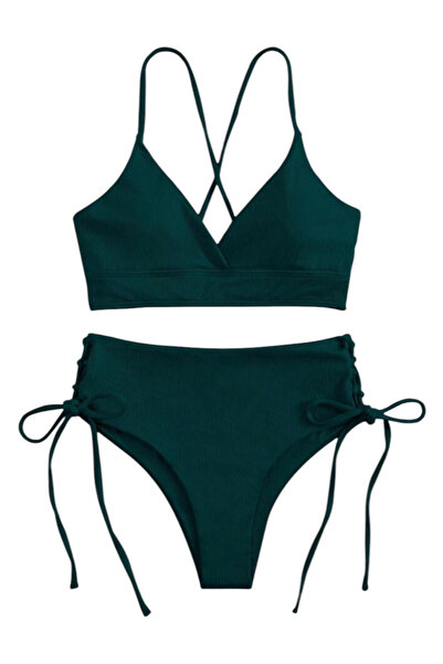 OEM Costum de baie, dama, verde, set 2 piese