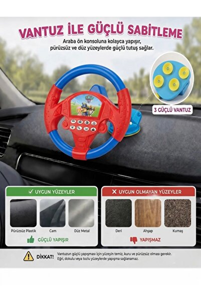 egomoni Mavi-Kırmızı Vantuzlu Oyuncak Direksiyon 360° Dönüşlü Sesli Çocuk Dir...