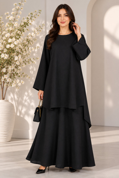 Ophelia Lina Modest Two-Piece Set – Premium Long Tunic & Maxi Skirt for Women...