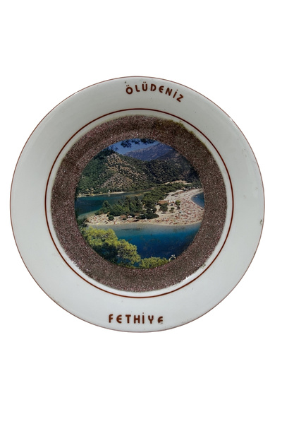 Taşhan Çarşı Fethiye Ölüdeniz Temalı Nostaljik Porselen Duvar Tabağı - Ahşap ...