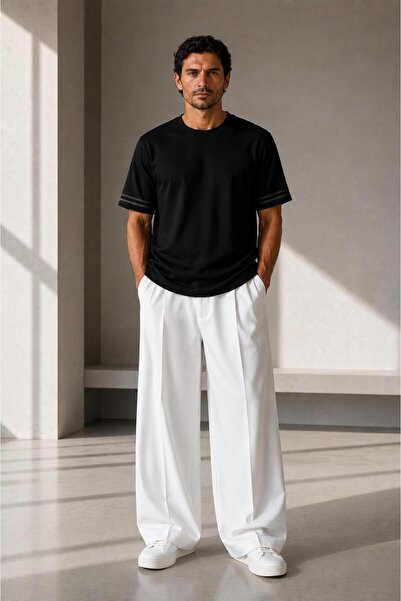 ALEXANDERGARDI Contrast Collar Basic T-Shirt with Stripe Detail