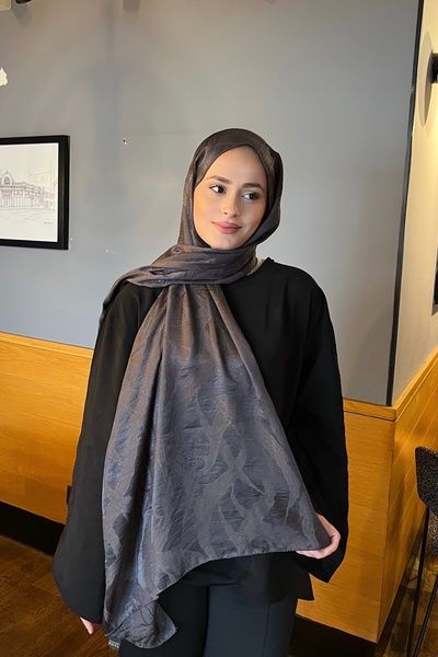 YILDIZ SCARFS Premium Jacquard Shawl Ivy Pattern - Anthracite