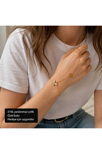 HER ŞEY NOTA www.herseynota.com Butterfly Amora Hand Chain Stone-Encrusted Bu...