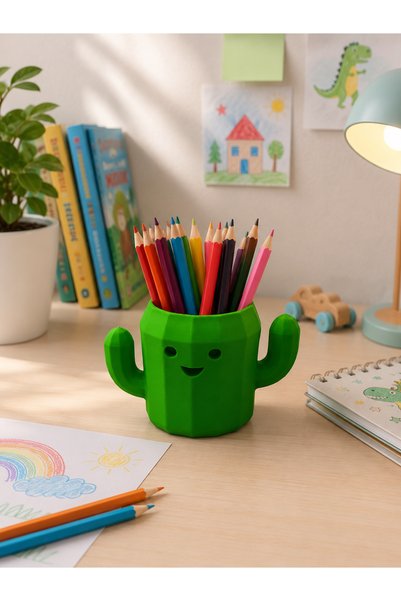 RIVEND Decorative Cactus Pen Holder – 3D Printed Cute Desktop Organizer