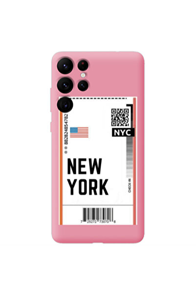 Other Samsung S22 Ultra New York NYC Pink Colored Silicone TPU Θήκη