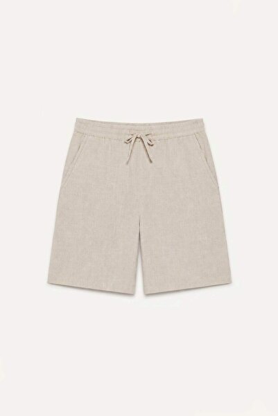 DeFacto Elastic Tie Waist Baggy Fit Beige Bermuda Shorts H7655Ax26Hs