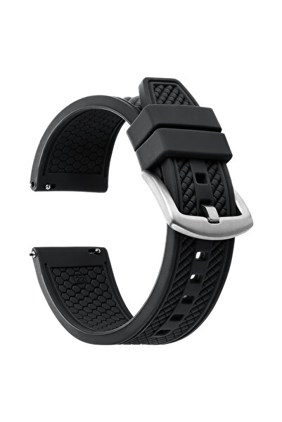 Choice52 22mm Silver Buckle Black New Style 20mm 22mm Silicone Strap for Watc...