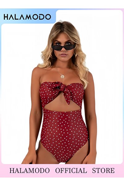 HALAMODO One Piece Swimsuit for Women Ring Linked Monokini Sexy Bathing Suit ...