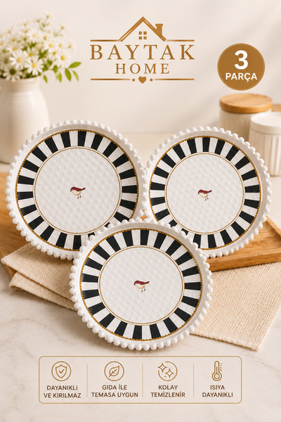 BAYTAK HOME Decorative Round Presentation Tray – Black and White Patterned, B...