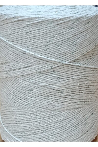 Bevella Macrame Cord Sim Pamuklu El Örgü İpi Runner İpi- Simli Amigurumi koton ip punch ipi motif Haki renk