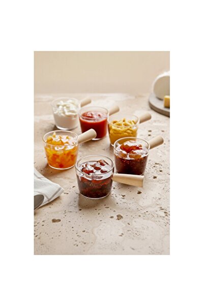 Empressco 6-Piece Mica Jam and Sauce Bowl Set with Wooden Handles, Stylish Pr...
