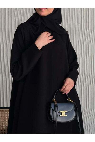 HYX عباءة دارينا سوداء سادة للنساء