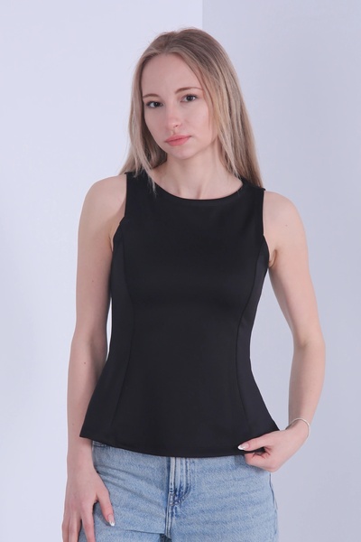 Veni Life Γυναικεία αμάνικη μπλούζα με κοψίματα Peplum και λαβές